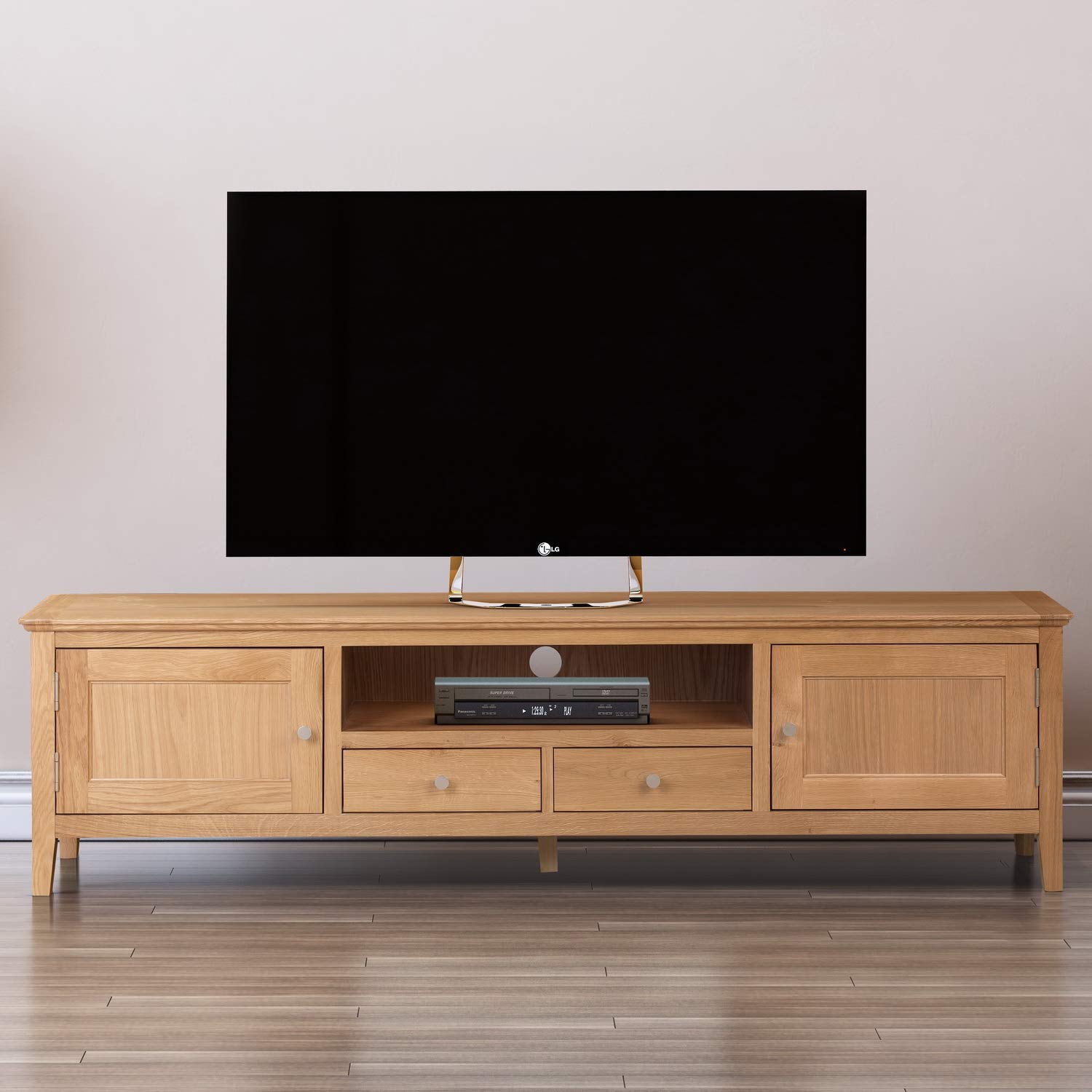 Hereford Oak 1.8 Metre Long TV Stand with Light Oak Finish Wooden