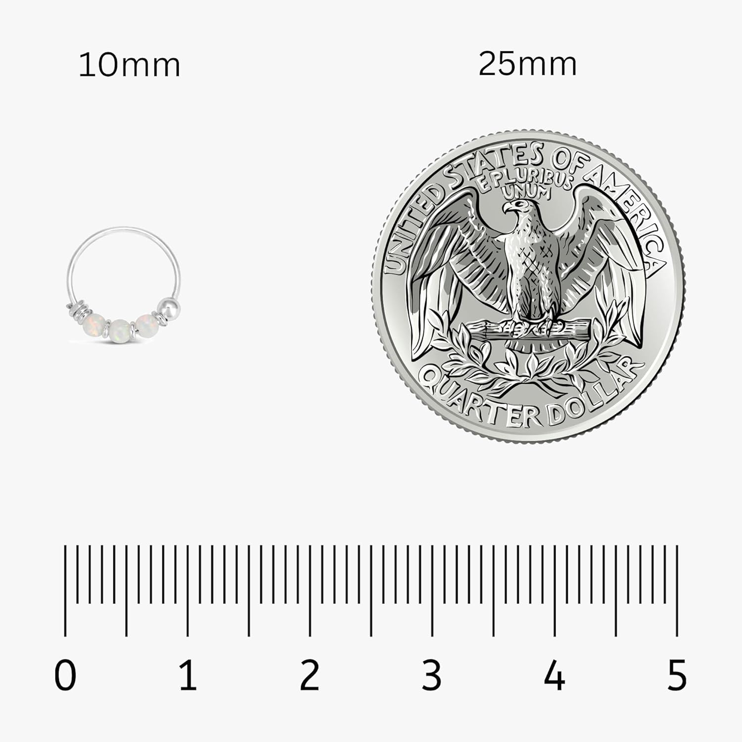 925 Sterling Silver Helix Hoop Piercing Jewelry - Cartilage Opal Hoop Earring for Women - Small 10MM Thin 22 Gauge - Image 5