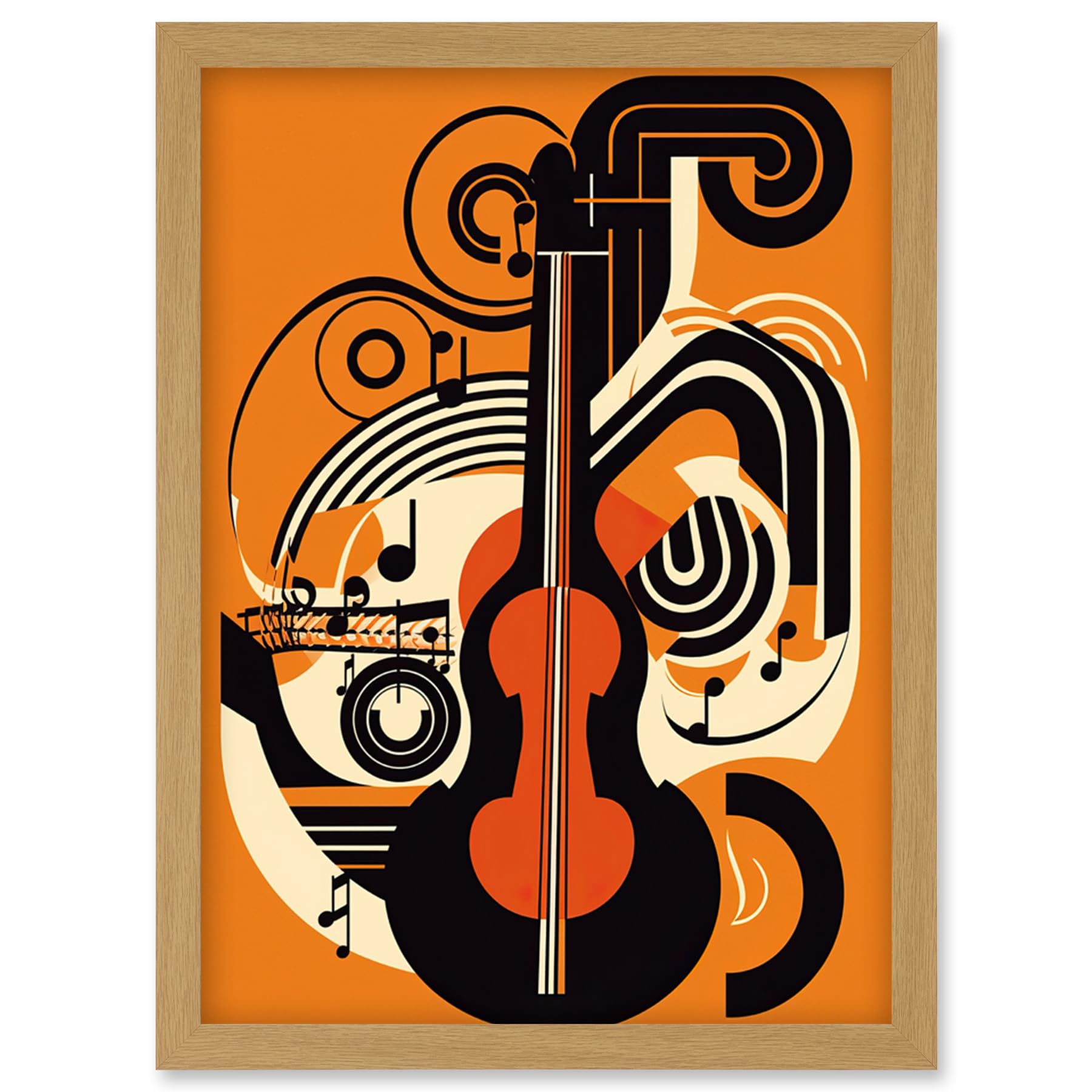 Artery8 Abstract Guitar Graphic Music Poster Illustration Artwork Framed Wall Art Print A4