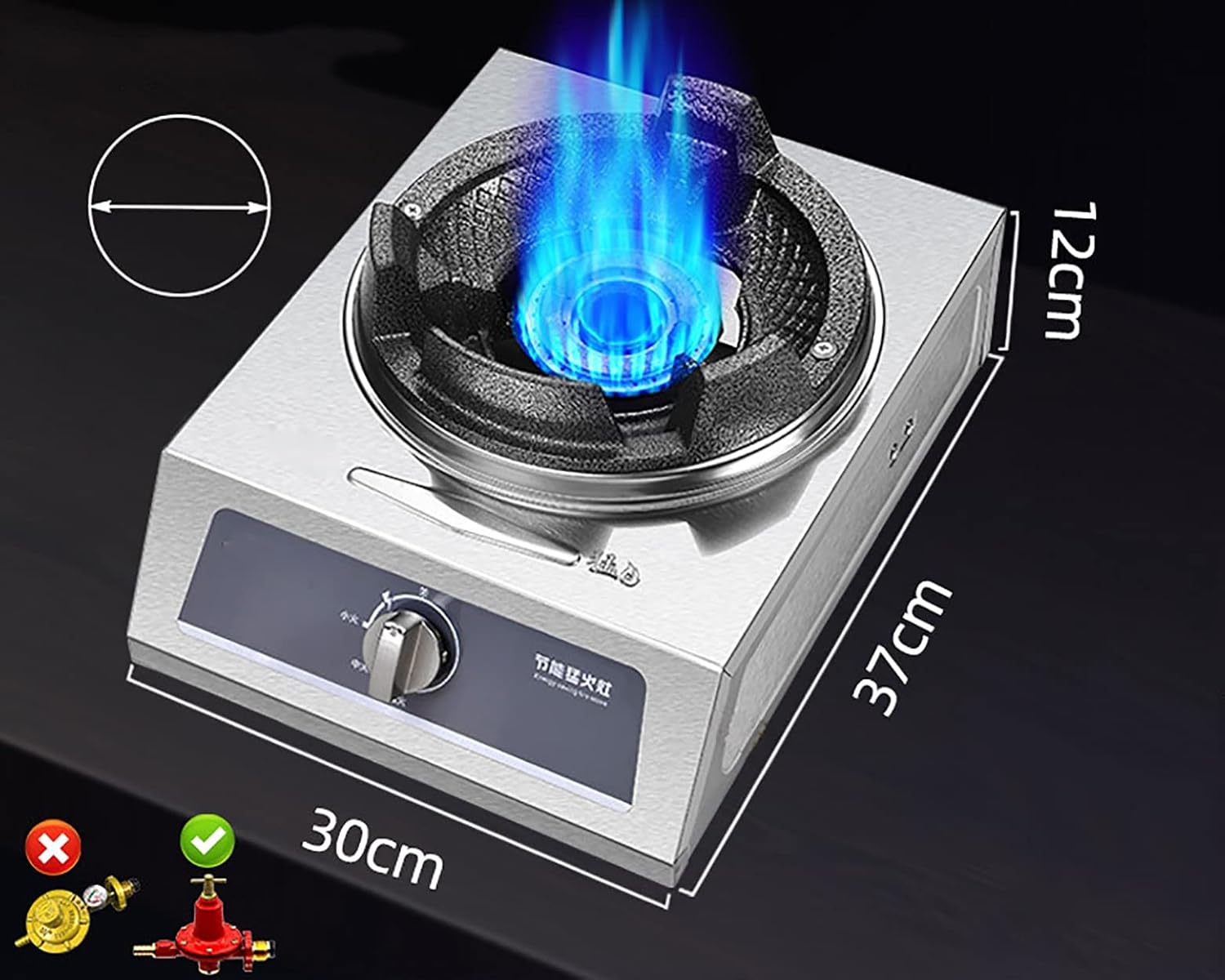 Burners Gas Hob gas hob 40KW Household Commercial Stainless Steel Tabletop Stove Indoor LPG [Energy Class A]