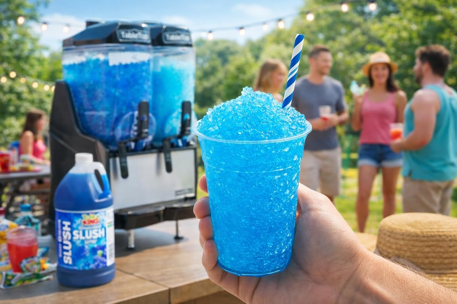 Blue Raspberry Slushy Mix 1 Gallon Concentrate – Frozen Drink Syrup for Slushie Machine, Granita Maker & Snow Cone Machine – 5:1 Commercial Beverage Mix – Shaved Ice Flavoring – 48 Servings – Gluten Free – Made in USA