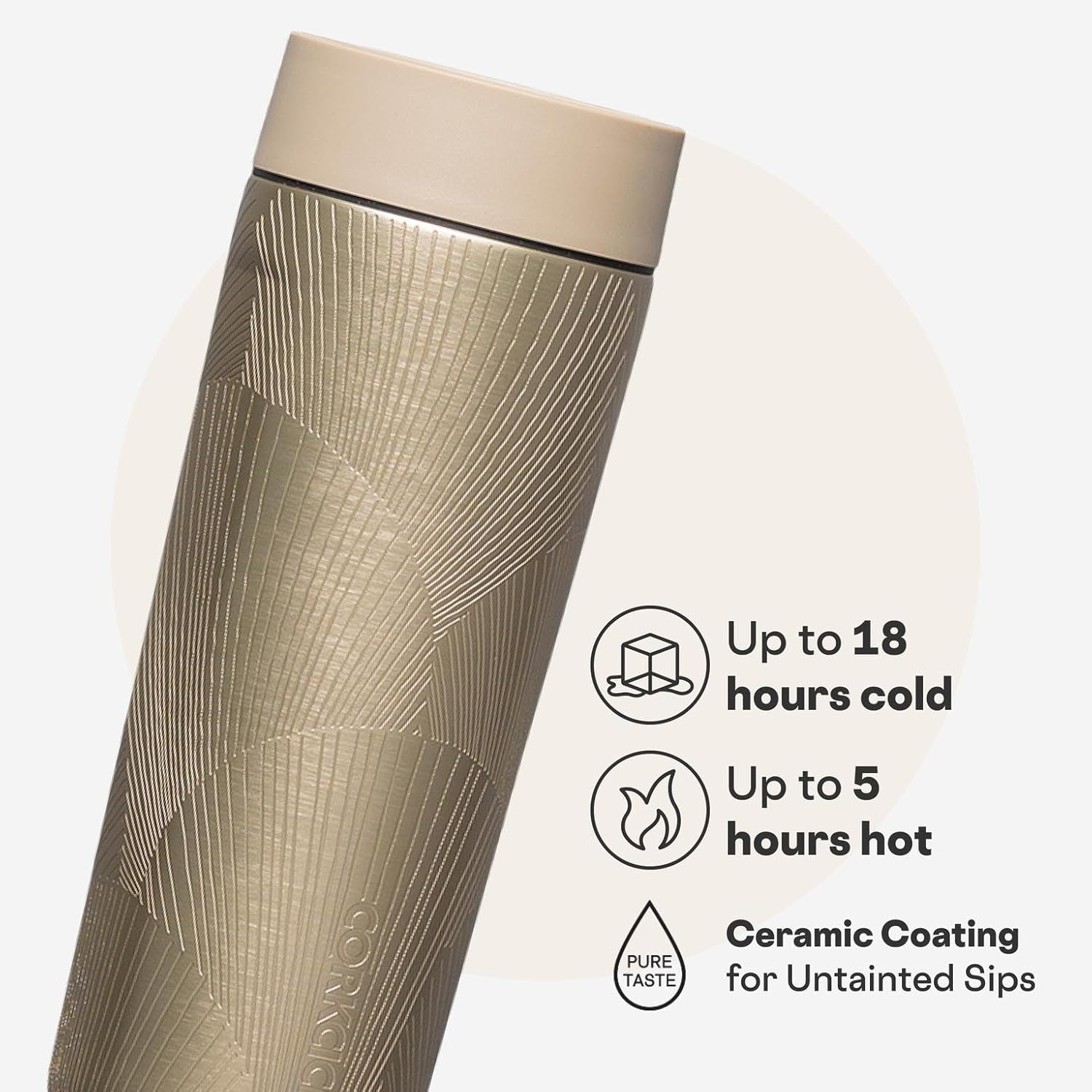 Corkcicle Commuter Cup Travel Mug - Insulated Coffee Mug with Lid - Keeps Drinks Cold 18 Hours - 360° Spill-Proof Sip Lid - Holiday Gift - Great for Gifting Warmth - 17 oz - Champagne Dreams - Image 3
