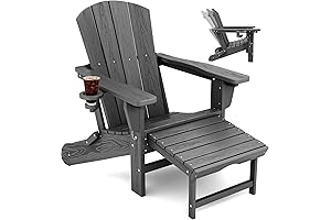 KINGYES Folding Adjustable Adirondack Chair with Retractable Ottoman