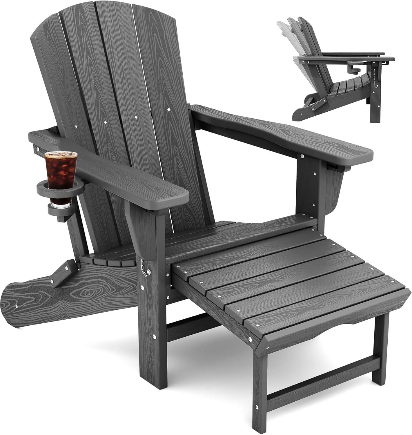 KINGYES Folding Adjustable Adirondack Chair with
