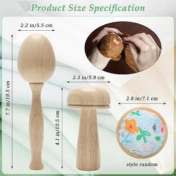 Windspeed Darning Egg Darning Mushroom for Socks Darner Egg Kit Include 14 Hooks Small Weaving Darner Loom 9 Large Eye Needles 50 Colors Thread for DIY Handicraft Home Sewing Care
