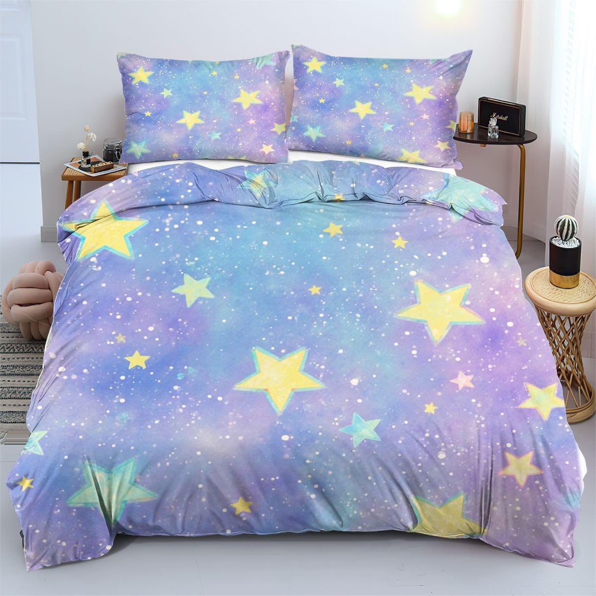 Housse de couette 240x260 étoiles colorées pour décorer votre chambre d'amis