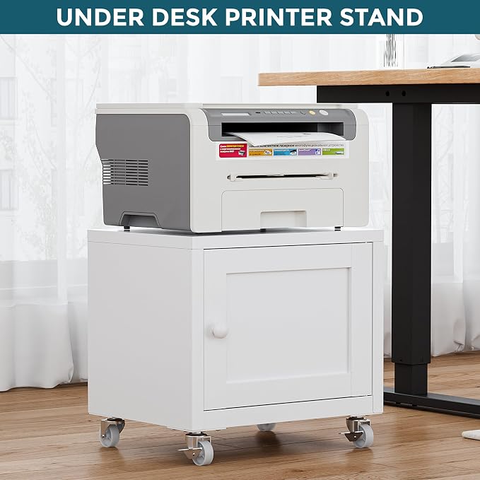 Soporte para impresora pequeño con almacenamiento blanco miniatura 3
