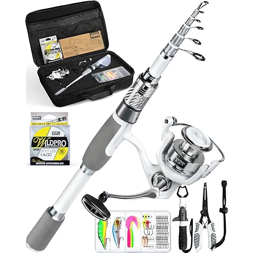 Ghosthorn Fishing Rod and Reel Combo Carbon Fiber Telescopic Fishing Pole Carrier Bag Portable Kit Saltwater Freshwater