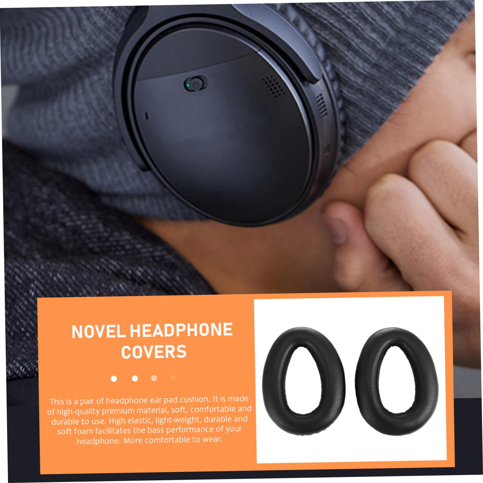 jojofuny 3 Paia Cuffie orecchie headphones Ricambio cuffie nero cuffiette bloototh suono EAR PAD per MB660 Cuscolo dell'orecchio in cuffia per PXC550 Schiuma di memoria Black