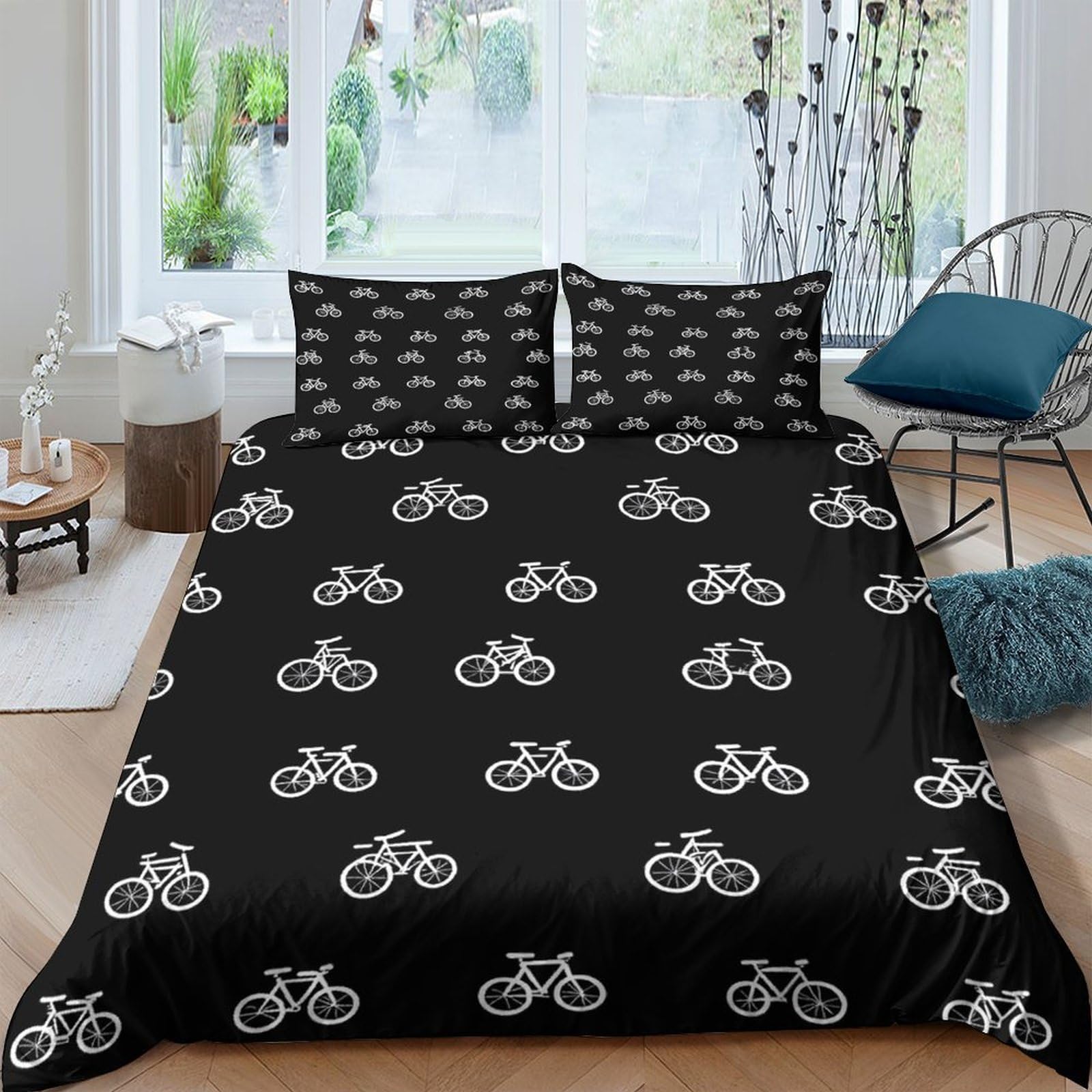 Ctjqhvkz Style-6 3D Printed Bicycle Pattern Fitted Sheet Microfiber Soft Black Bed Cover For Bedroom Dorm Mattress Protection Decor Single（135X200cm）