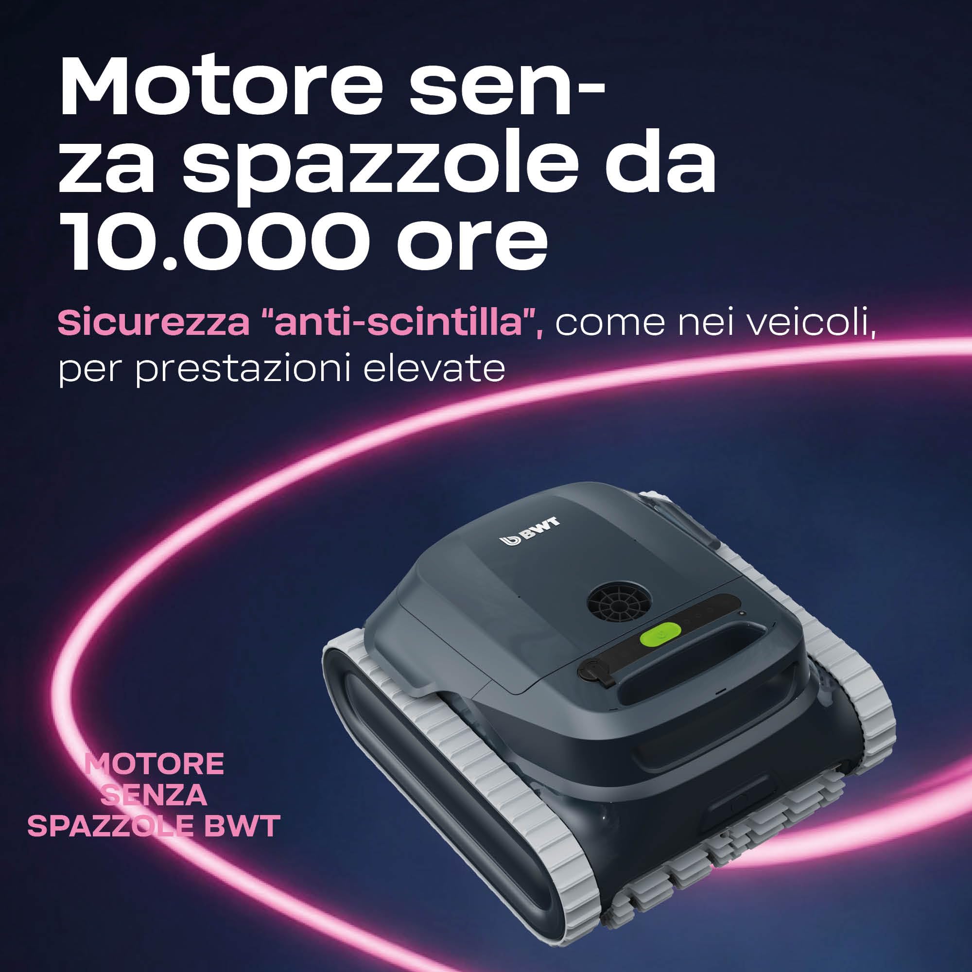 BWT Robot per piscina ES Echo, batteria e controllo app, navigazione intelligente ultrasonica, batteria sostituibile, pulisce pavimento/pareti/linea di galleggiamento, durata 3 ore, per piscine fino a