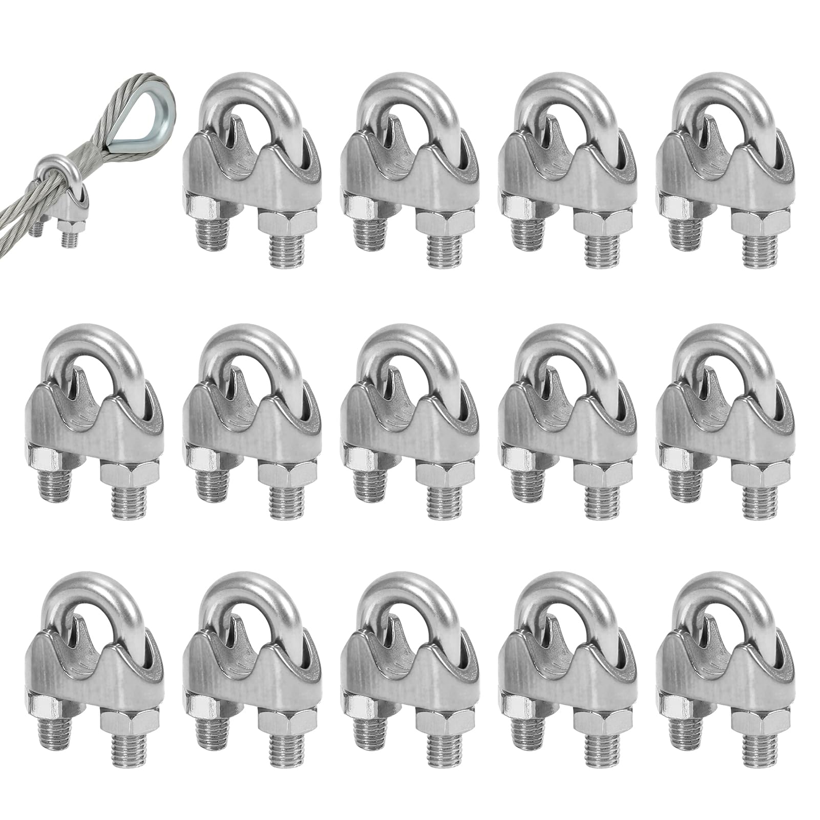 Lot De 14 Serre-câbles étrie En Acier Inoxydable, Serre Cable Etrie En Acier Inoxydable Serre Cable Acier 4mm Serre Cable Inox 4mm Pour Cable Metallique De 4mm Diametre M4 90304924