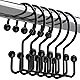 Titanker Shower Curtain Hooks Black, Minimalist Simple Double Glide Shower Curtain Rings, Rust Proof Metal Shower Hooks Rings for Bathroom Shower Rods Curtains, Set of 12 Hooks Product Image 1