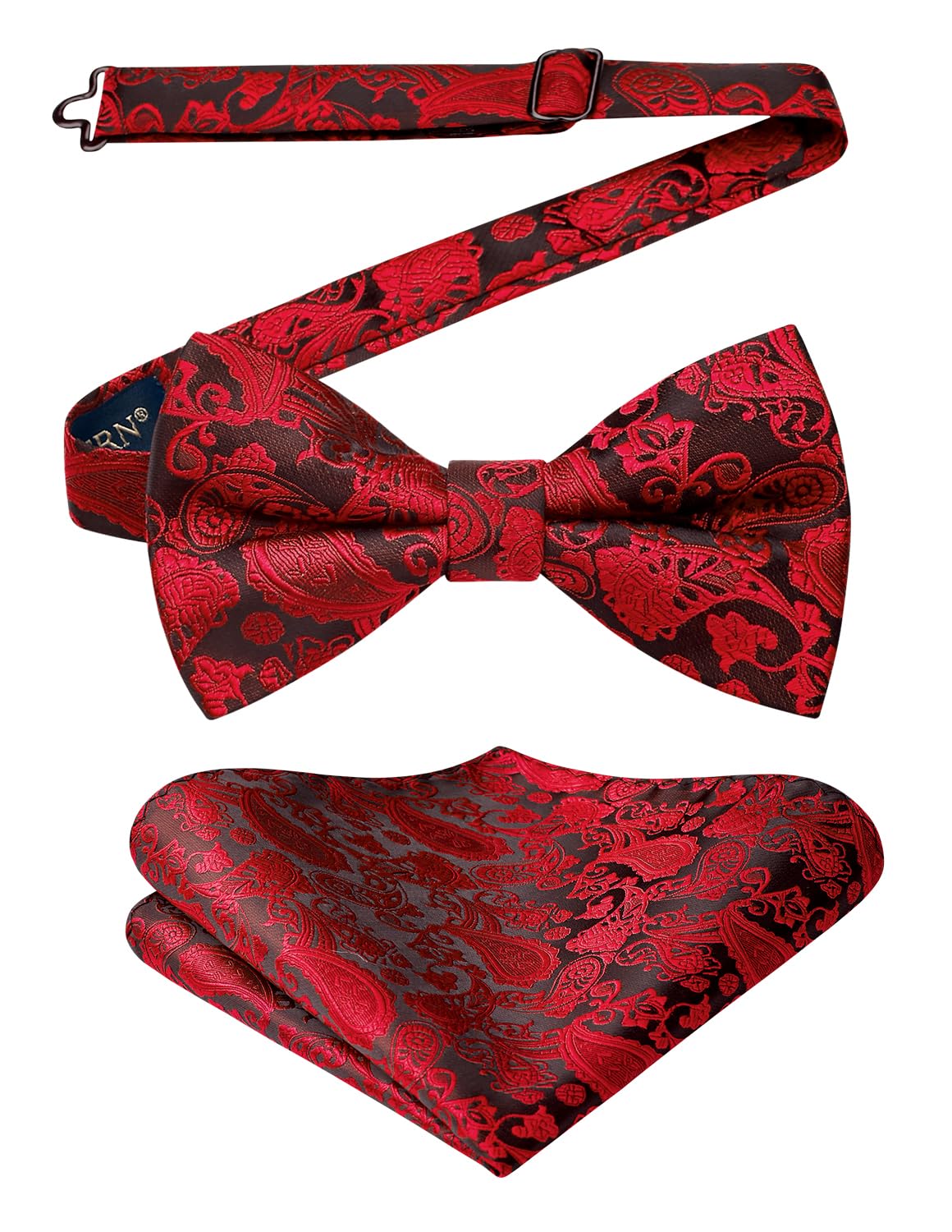 HISDERN Bow Ties for Men Paisley Floral Pre-tied Bowtie Pocket Square Set Men's Formal Bow Ties Wedding Party