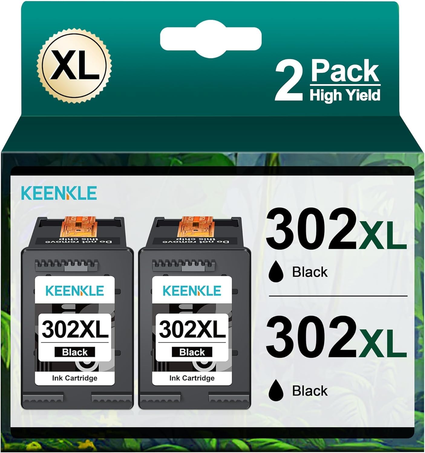 KEENKLE 302XL Nero Cartucce d'inchiostro Compatibili per HP 302 302XL Nero per HP Envy 4520 4521 4522 4523 4524 Officejet 3830 3831 3834 3833 3835 4650 4651 Deskjet 1110 2100 2134 3630 (Nero, 2-Pack)