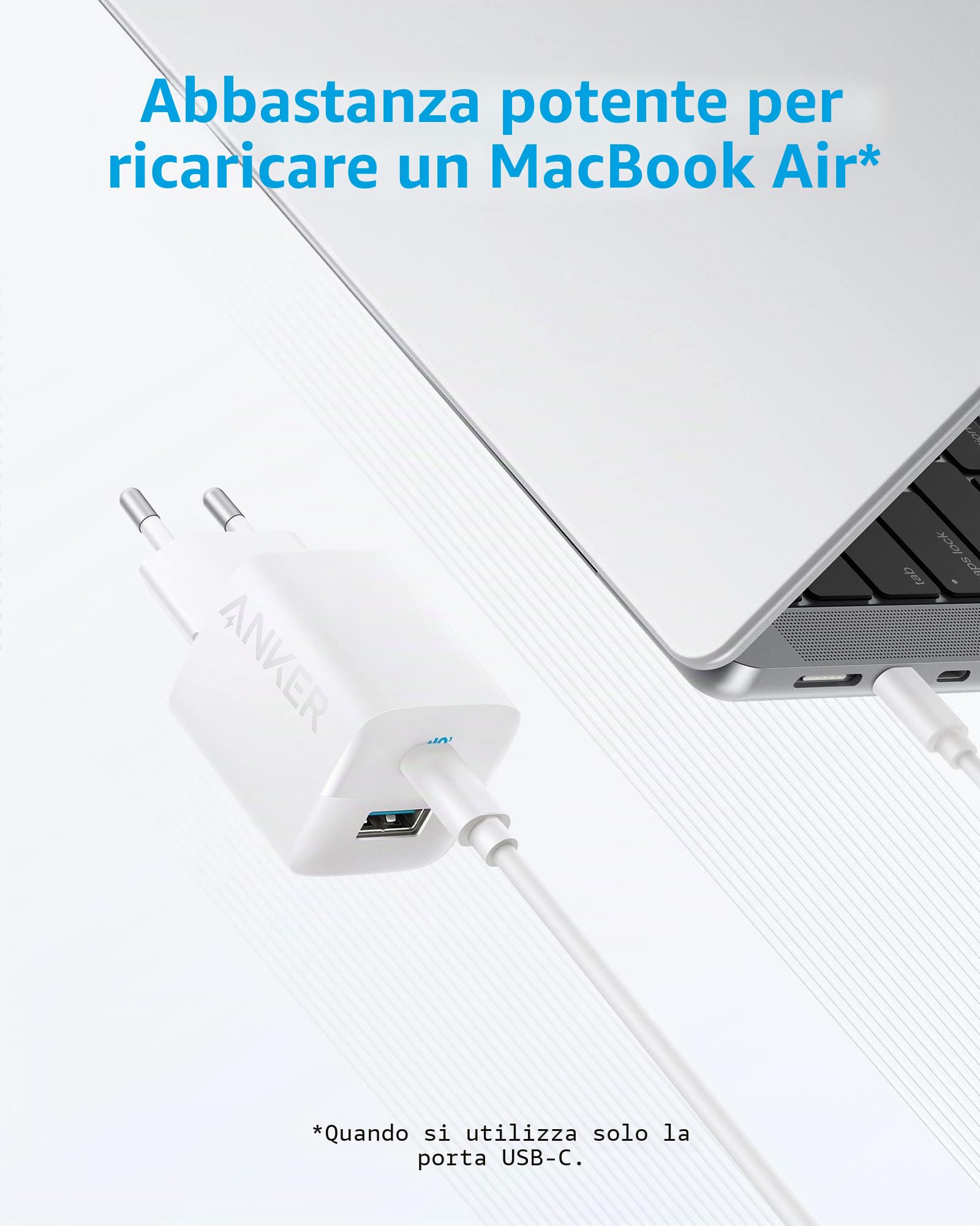 Anker Caricatore iPhone USB C 323 33 W Compatto 2 Porte Bianco
