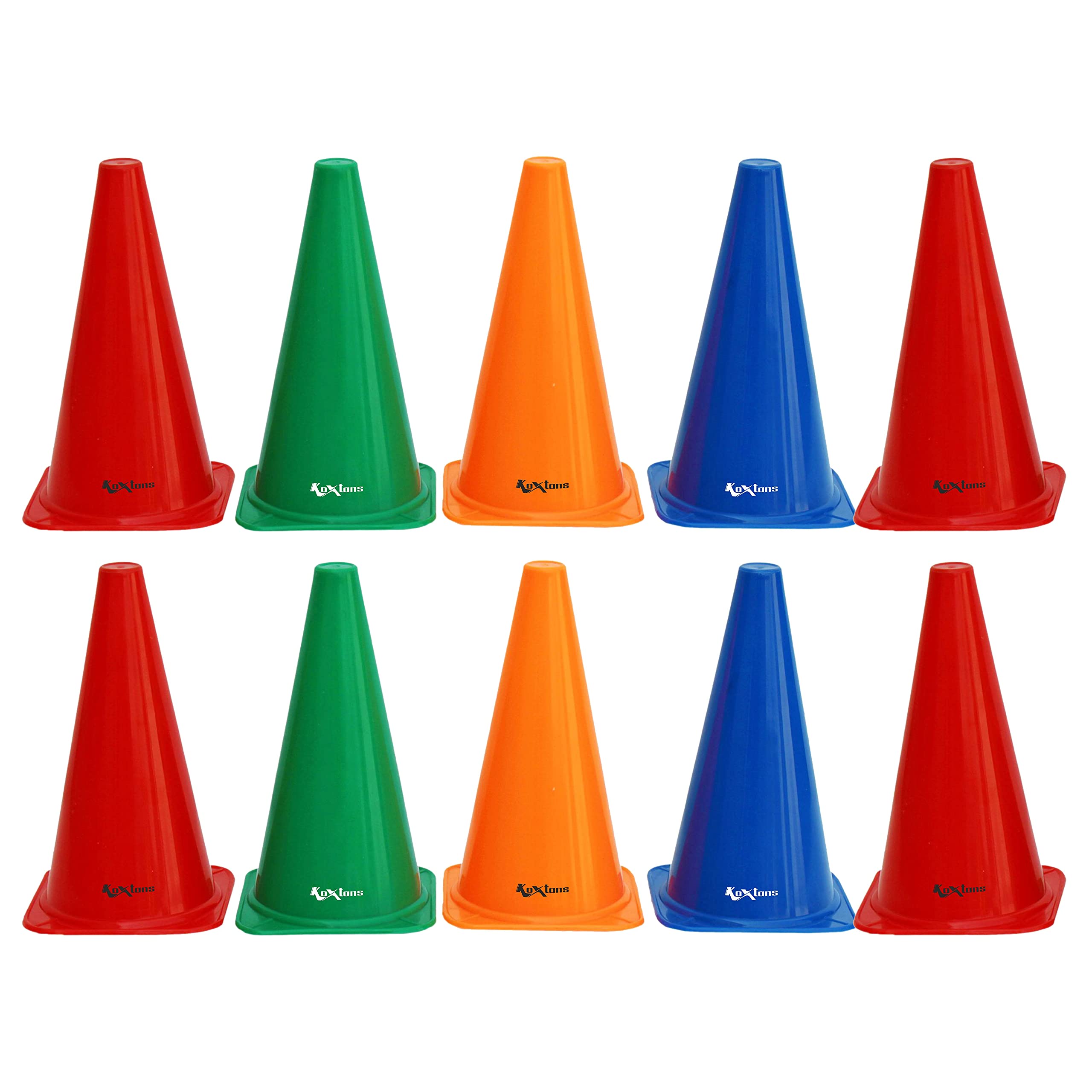Koxton Field Marker Cones with Stand for Agility Training,Football,Sports (Multicolour) - (Set of 10) (9 Inch)-image-44
