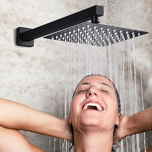 Miniatura 5 de LFGUD Juego de grifo de ducha de lluvia para baño, color negro mate, cabezal cuadrado de 8 pulgadas con kit de cabezal de ducha de mano, válvula de