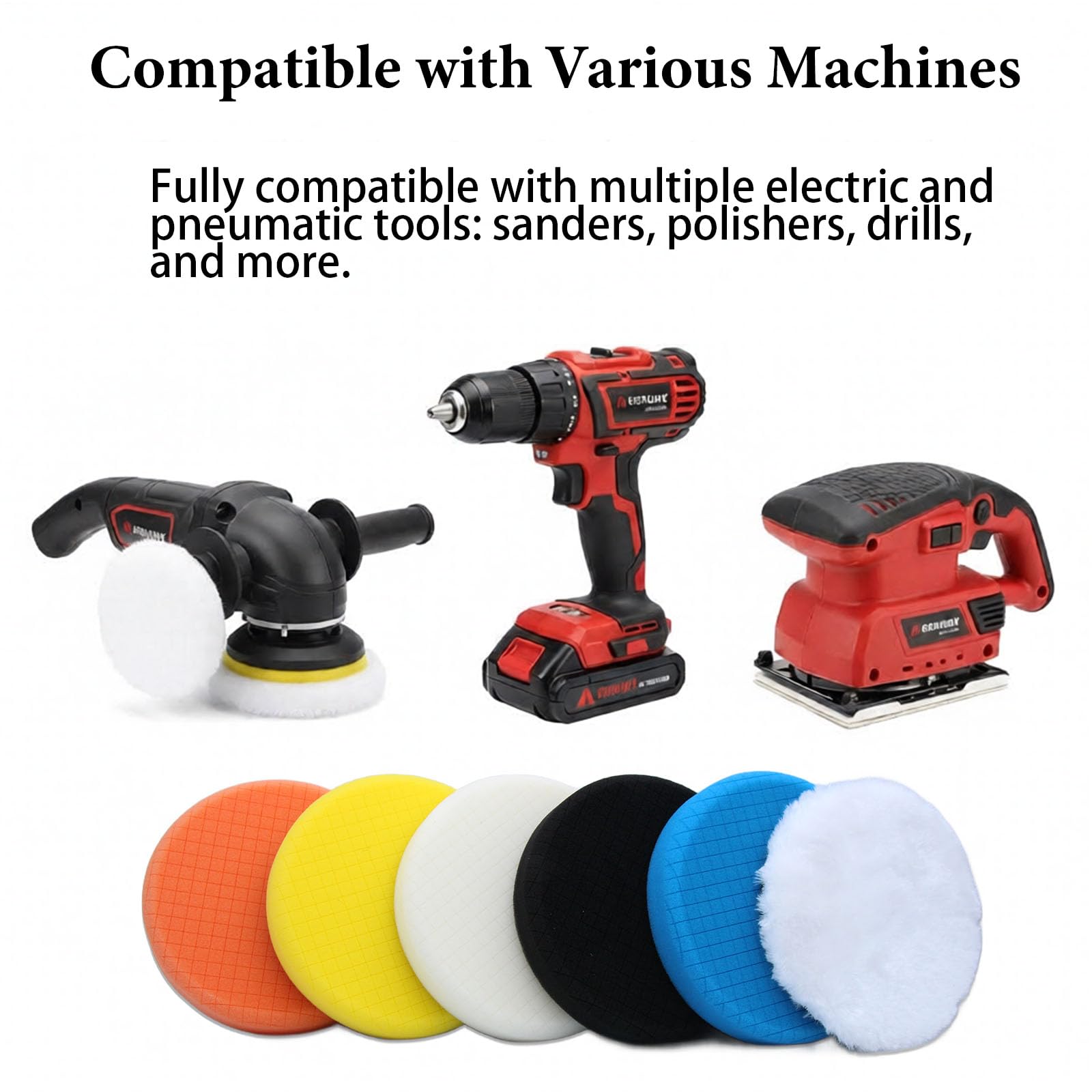6Pcs 6.3inch (160mm) Buffing Car Polishing Pads Set, Suitable for 6 Inch Backboards, Including Sponge and Wool Pads for Car Buffer Polisher, Polishing and Waxing (6.3 inches) - 3