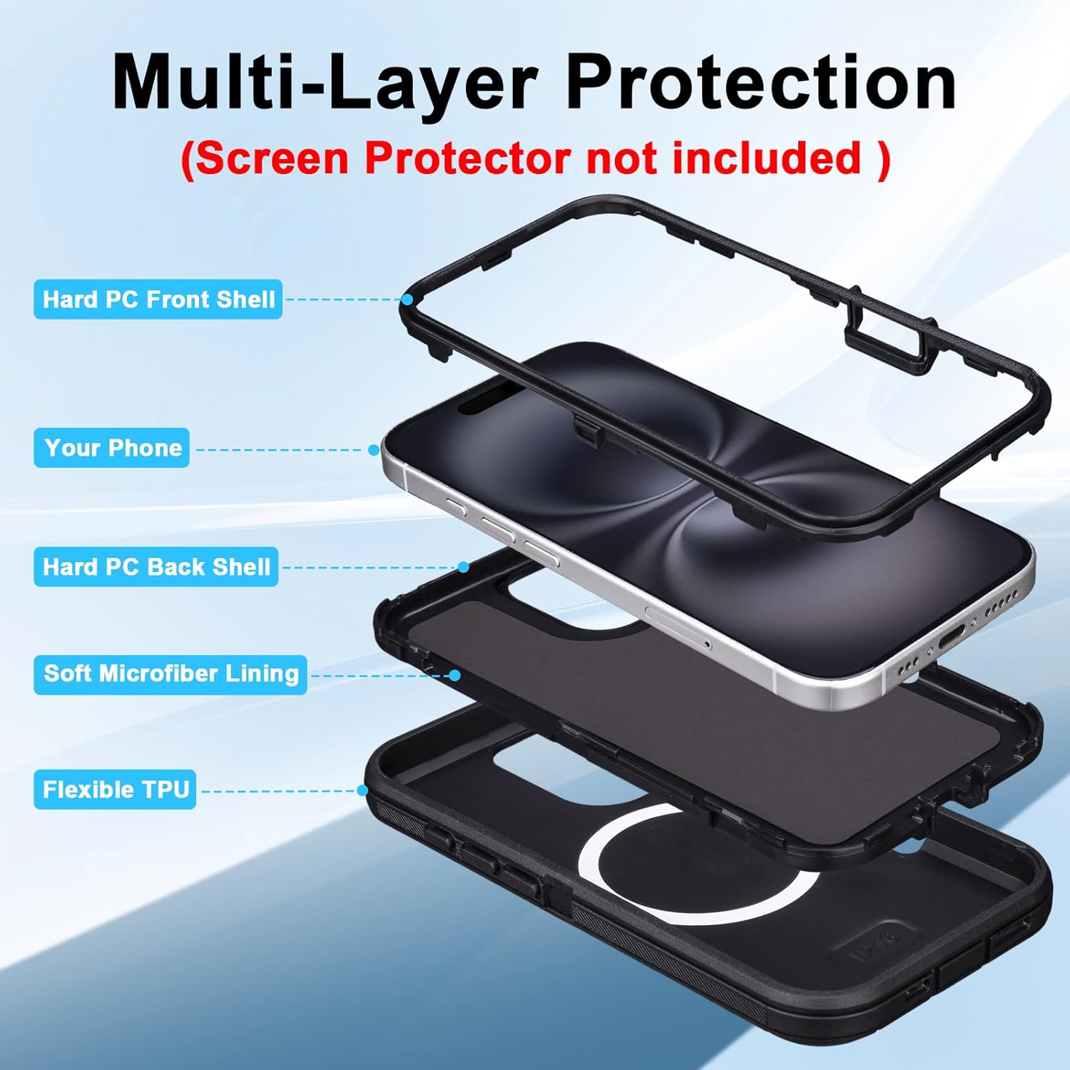 Phone Case for iPhone 16 Case with Belt Clip, Defender for iPhone 16 Case with Kickstand, [Compatible with MagSafe] 3-Layer Heavy Duty Rugged Military Grade Protection Cover for iPhone16 case (Black)