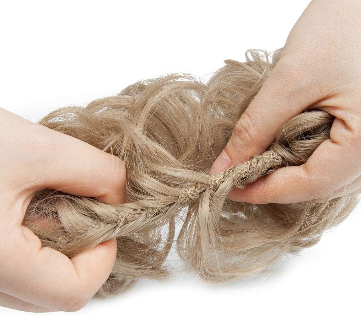 Messy Hair Scrunchies - Hair Bun Extensions & Curly Wavy Pieces for Women's Updo & Ponytail - Dark Ash Blonde - Image 4