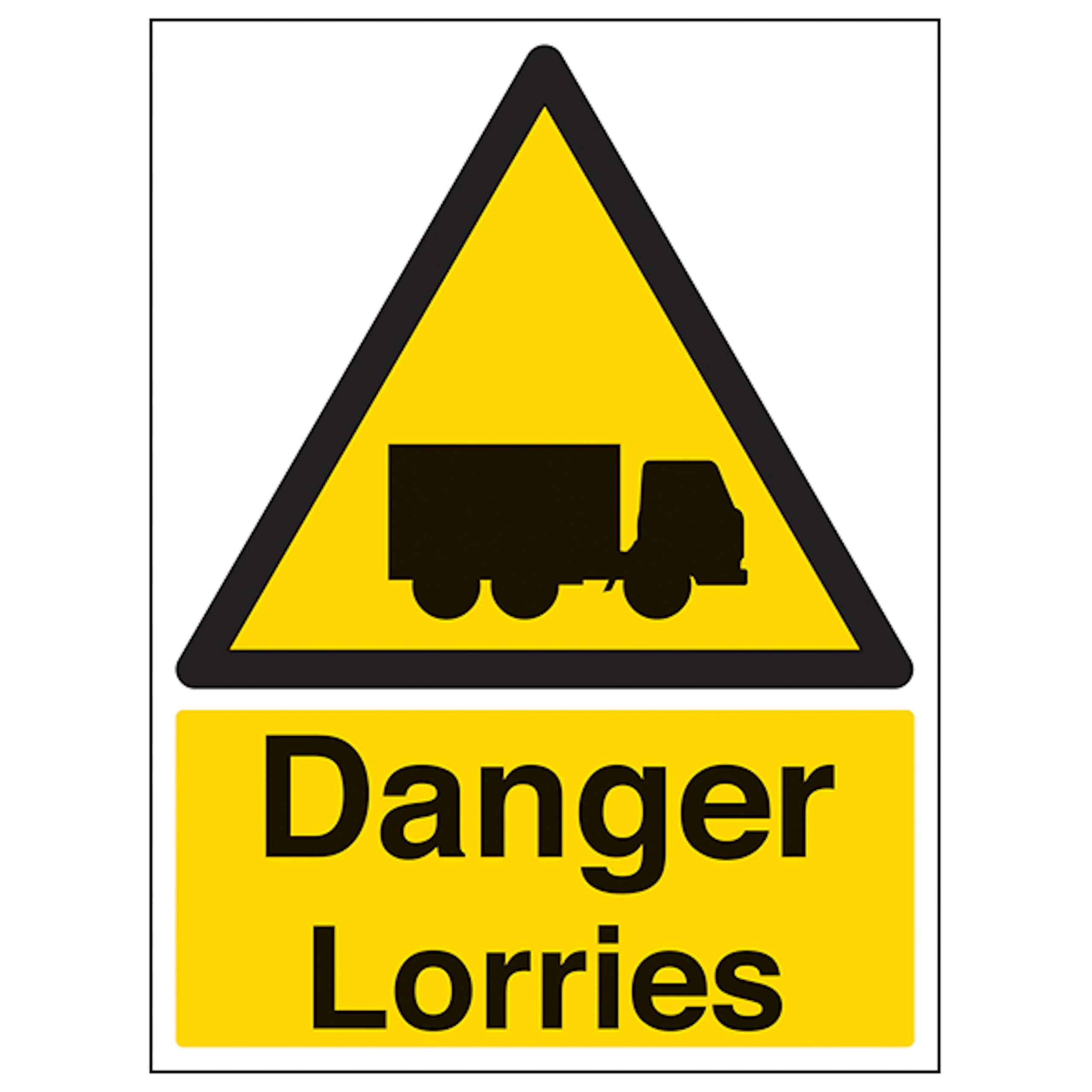 V Safety Danger Lorries - Portrait 300 x 400 mm - Glow In The Dark 1mm Rigid Plastic Safety Sign