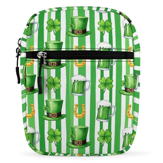 JOJOART Green Hat Mug Clover Mini Messenger Bag Small Satchel Crossbody Bag Cross Body Shoulder Bag With Adjustable