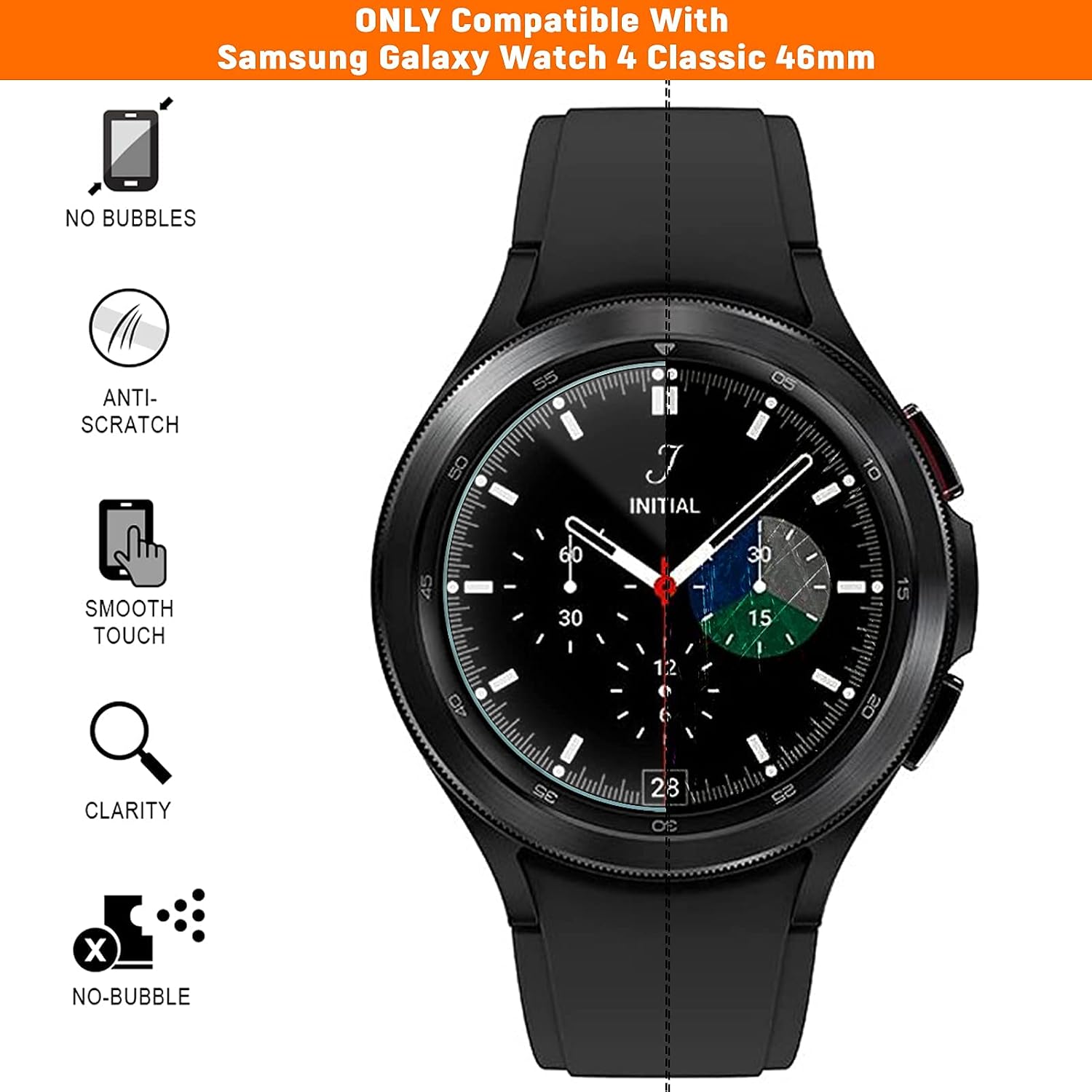 SPGUARD Galaxy Watch 4 46mm Screen Protector, 3 Pack Tempered Glass Screen Protector Compatible with ONLY Samsung Galaxy Watch4 Classic 46mm (2021 Released)(NOT for Other Models)