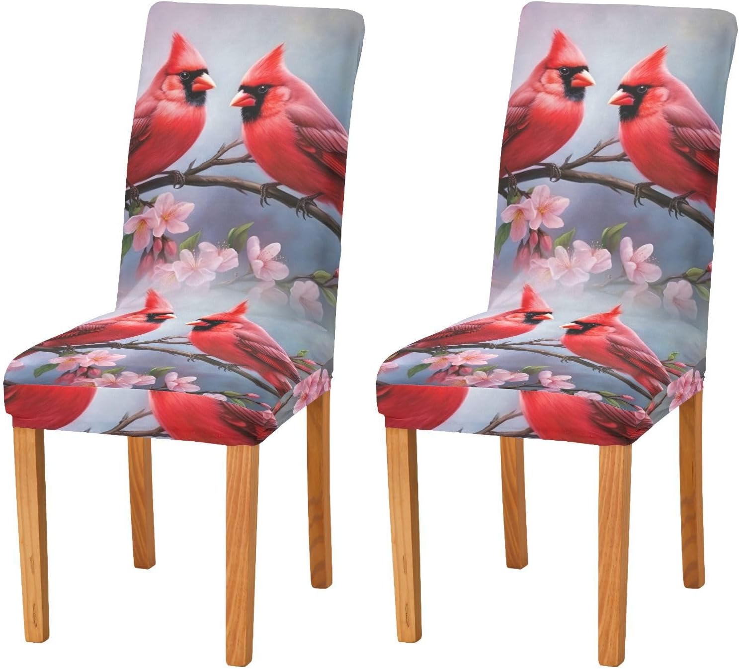 xigua Chair Covers for Dining Room, Cardinal Bird Pattern Chair Slipcovers Removable Washable Chair Covers Protector Perfect for Home/Restaurant/Hotel 4PCS
