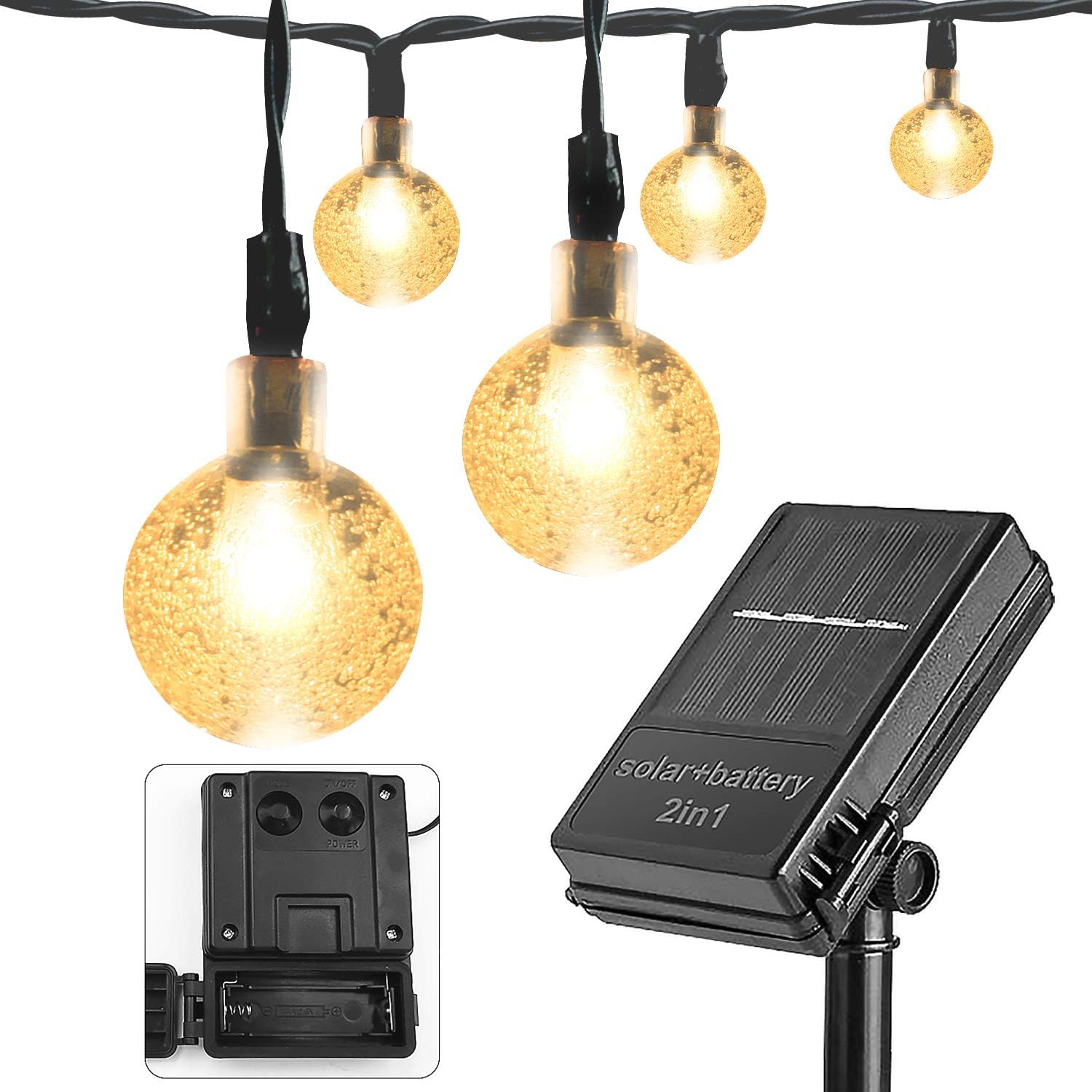 Solar and Battery Powered String Lights 21FT Waterproof 30 LED 8