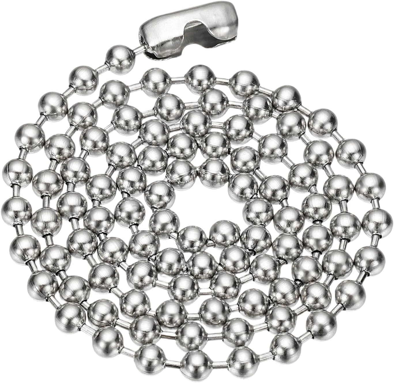 Silver-tone Beaded Chain Necklace, Titanium Steel Bead Ball Chain Necklace Y2K Punk Necklace for Women Men Gift