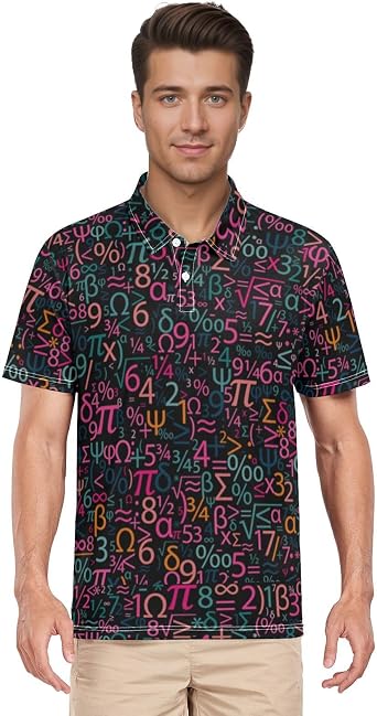 Periodic Table of The Elements Print Mens Polo Shirts Short Sleeve Quick Dry Athletic Outdoor Sports Golf Shirts S-XXL