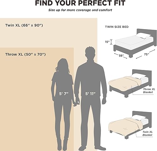 Miniatura 4 de Bedsure Manta de algodón con punto gofre, tamaño individual XL, ligera, transpirable de rayón derivado del bambú, para personas que duermen con