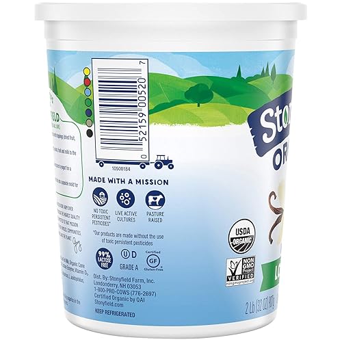 Miniatura 7 de Stonyfield Organic Yogur bajo en grasa, vainilla, 32 onzas  0.21oz de proteína, yogur sin OMG multirración