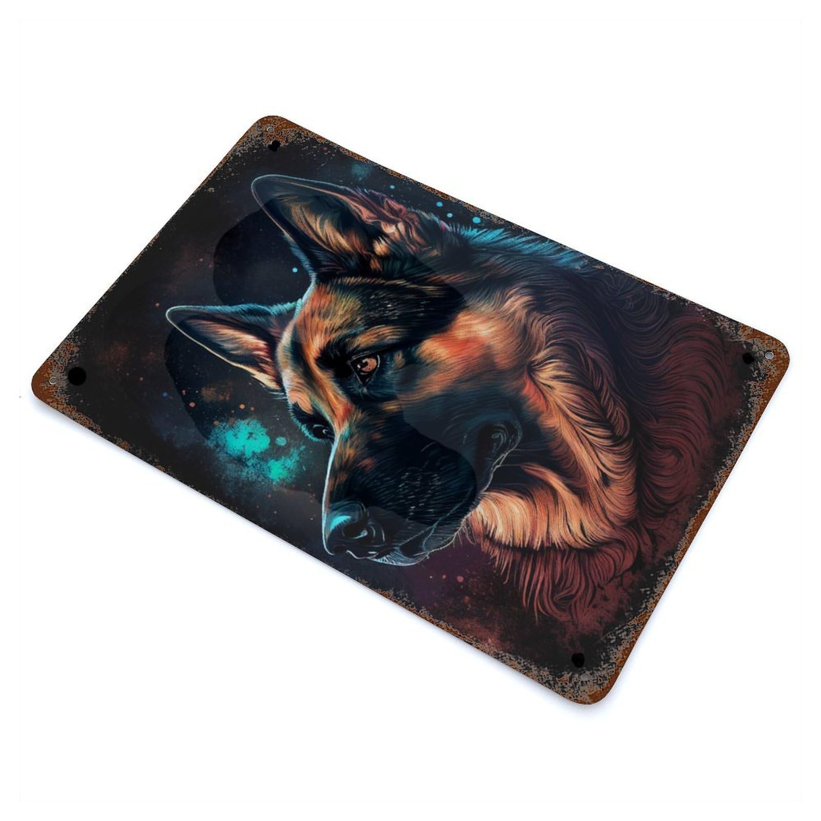 German Shepherd Dog 11.8"x7.9" Vintage Metal Tin Sign, Novelty Wall Decor for Basement, Hobby Room And Garage Decor