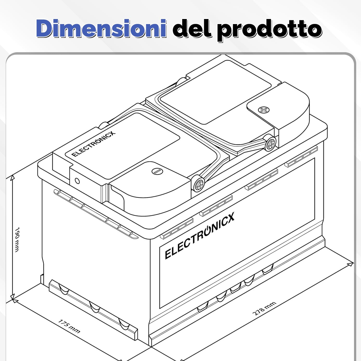Batteria AGM Caravan 12V 100Ah deep cycle sigillata 278x175x190mm