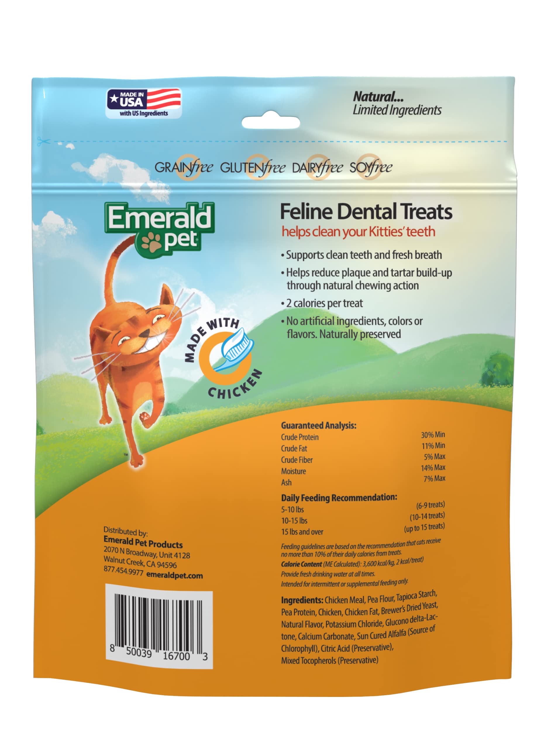 Feline Dental Treats — Tasty and Crunchy Cat Dental Treats Grain Free — Natural Dental Treats to Clean Cat Teeth, Freshen Cat Breath, and Reduce Plaque and Tartar Buildup — Chicken Treats, 32 oz