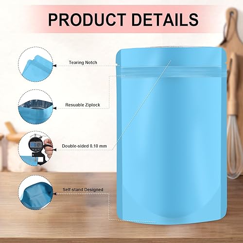 Miniatura 3 de ODDIER 120 bolsas de Mylar a prueba de olores de 5.5 x 7.8 pulgadas, para el almacenamiento de alimentos, bolsas resellables de Mylar resistentes a