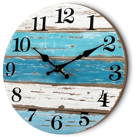Amazon.com: Coastal Shiplap Wall Clock - 24 Inch - White Metal Frame ...