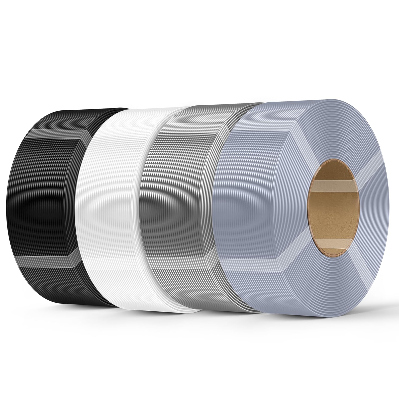 Creality PETG Filament Nachfüllfilament für 3D-Drucker,4kg 1,75 mm(8,8lb) Refilament für wiederverwendbare Spule von Bambu Lab,Maßgenauigkeit ± 0,03 mm, PETG Schwarz, Weiß, Grau, Transparent
