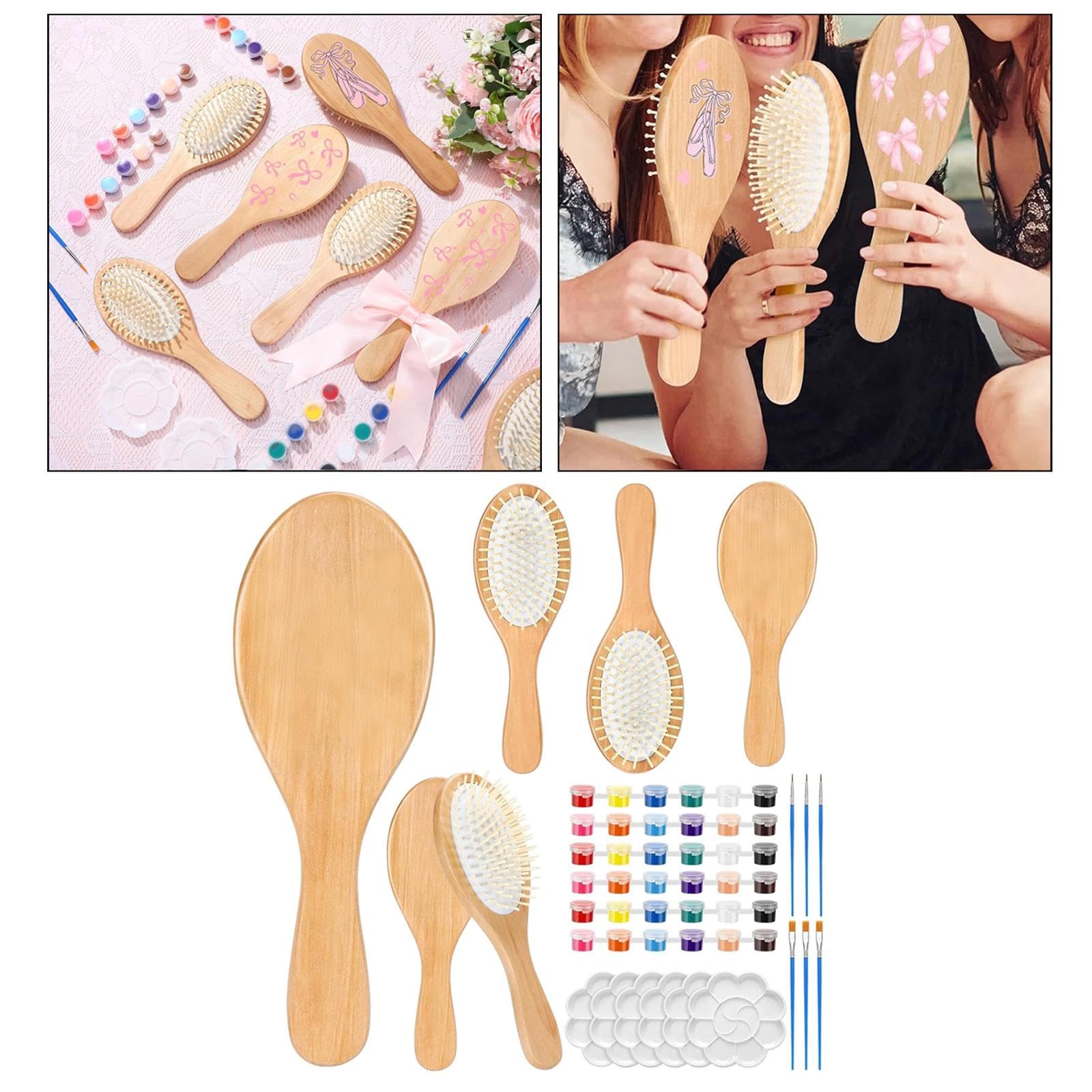 Kits de Pintura para Cepillos de Pelo de Madera, Cepillo de Paleta de Madera, Suministros para Fiestas Nocturnas, Propio Cepillo de Pelo, Pein