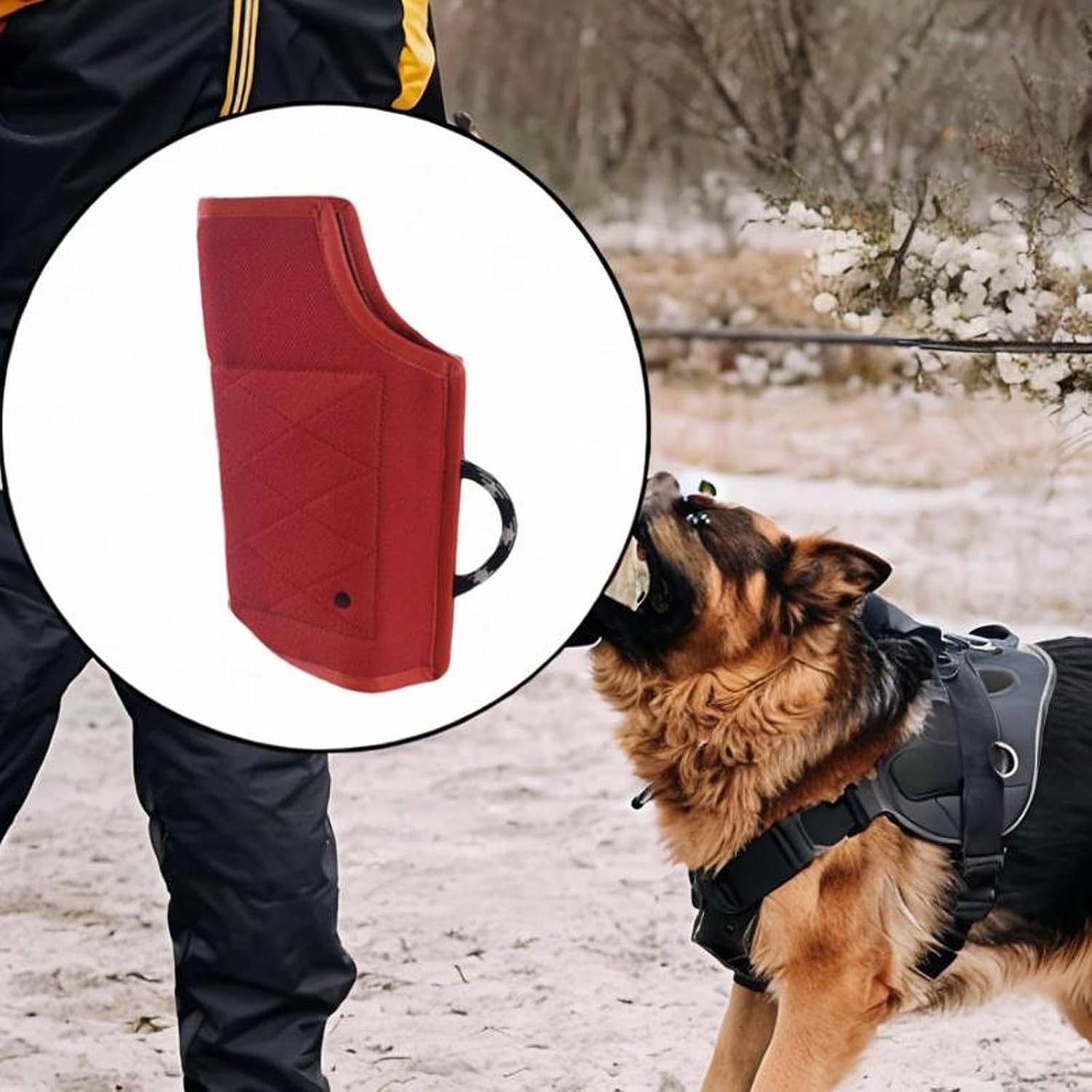 Dog Training Bite Sleeve Sturdy Handle Professional Thick Bite Resistant Training Equipment for Biting Puppy Biting Playing, Red