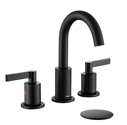 TimeArrow TAF830C-MB 2 Handle 8 inch Widespread Bathroom Sink Faucet with Pop-Up Drain, Matte Black