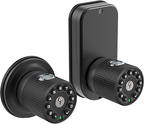 Cerradura de perilla de puerta sin llave de doble cara con huellas dactilares y teclado, perilla inteligente con cilindros dobles para puerta