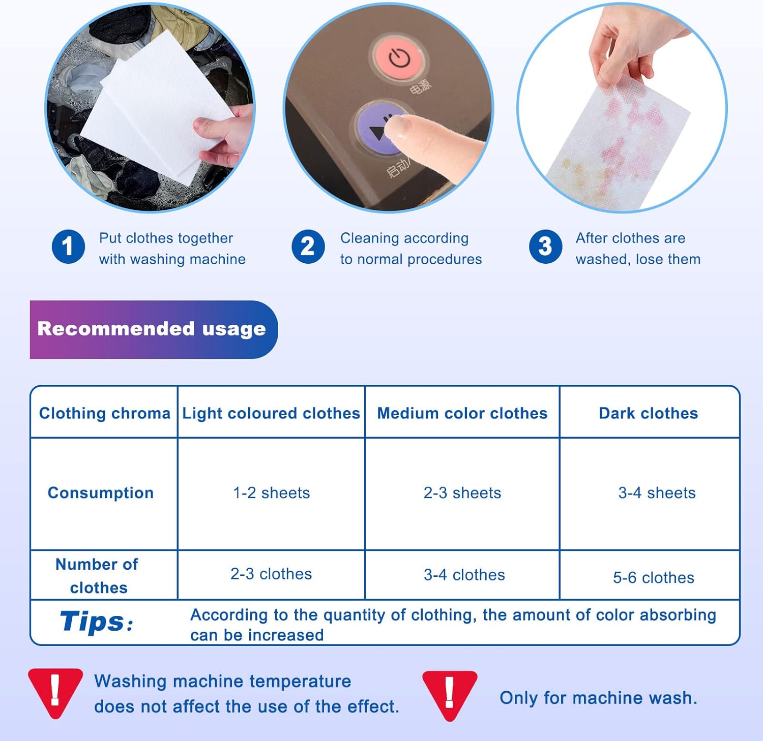 Dye Trapping Laundry Saving Sheets for Laundry in Wash Sheets,