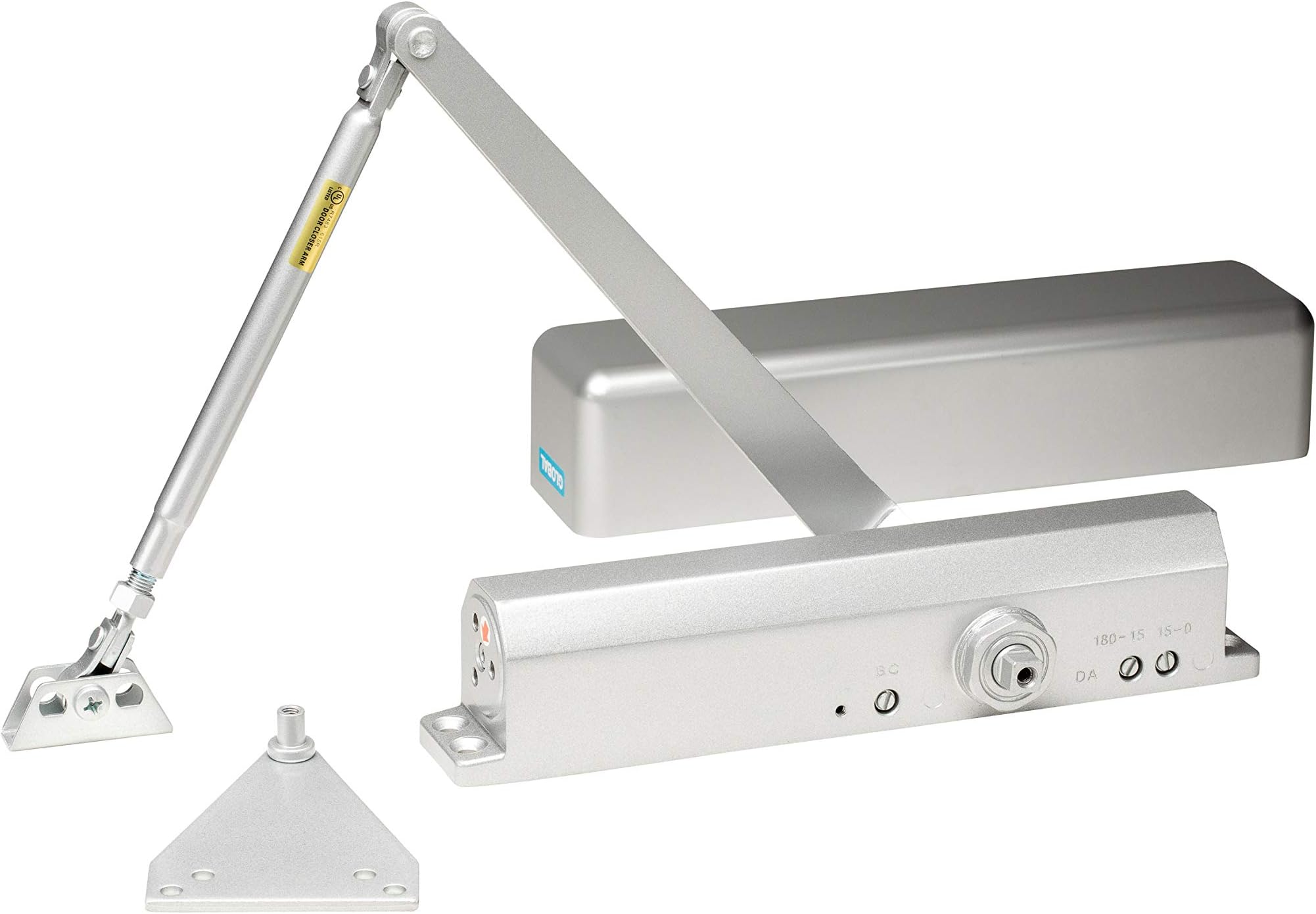 Global Door ControlsCommercial Full Cover Door Closer in Aluminum with Adjustable Spring Tension - Sizes 2-6