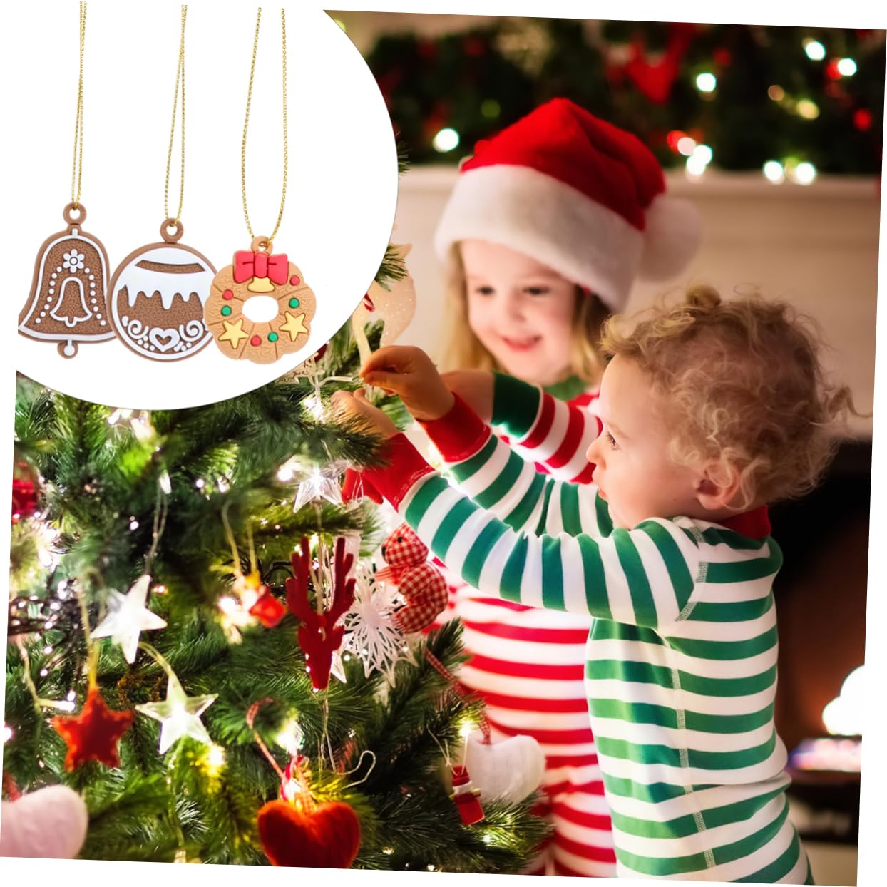 Ciieeo 69piezas Adornos Colgantes De Navidad Decoración para Árbol De Navidad Gingerbread y Navideño