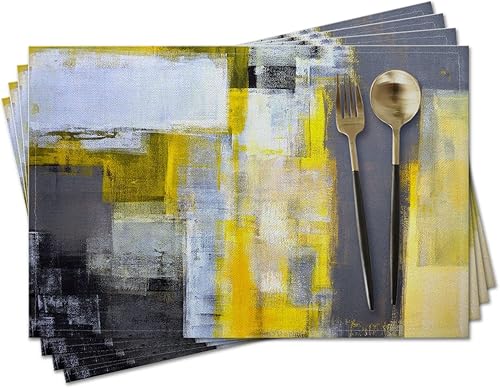 Miniatura 1 de Mantel individual de tela de 17 x 12 pulgadas, juego de 4 manteles individuales decorativos lavables para comedor, cocina y campamento, textura de