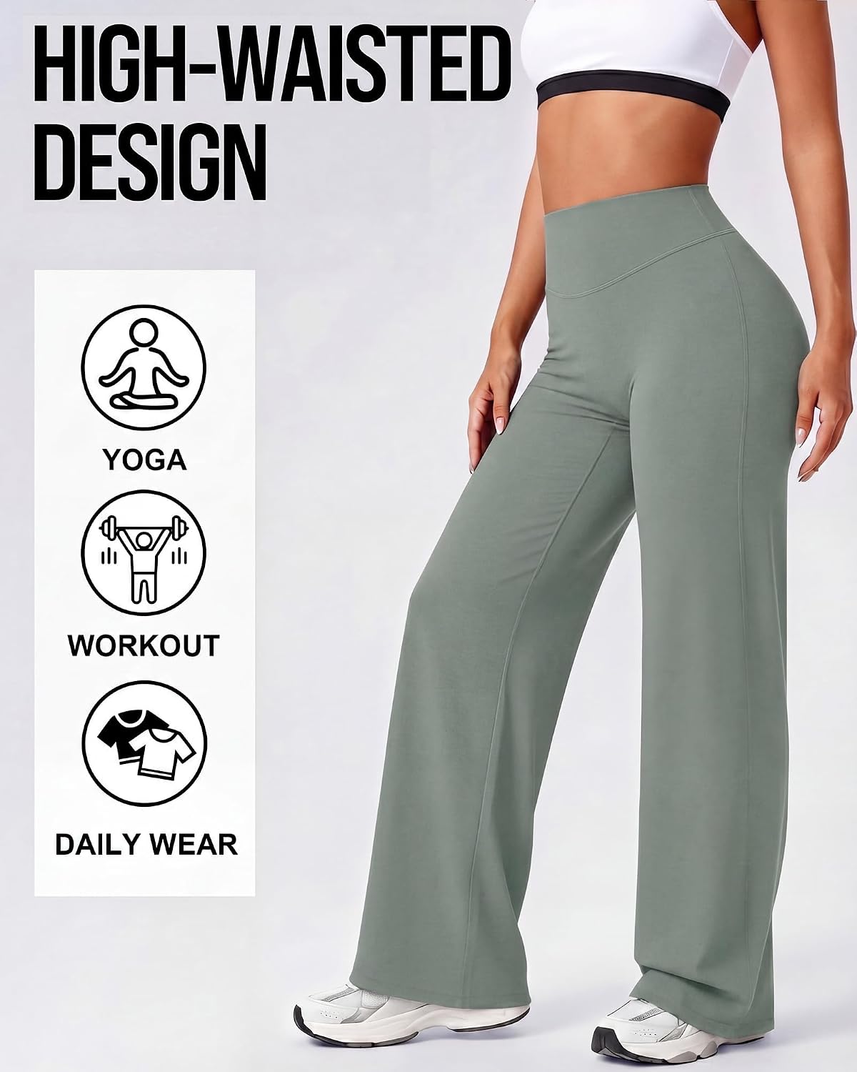 Coume 2 Pack Women Workout Leggings Straight Wide Leg No Front Seam Yoga Gym Pants High Waist Buttery Soft Stretch Leggings