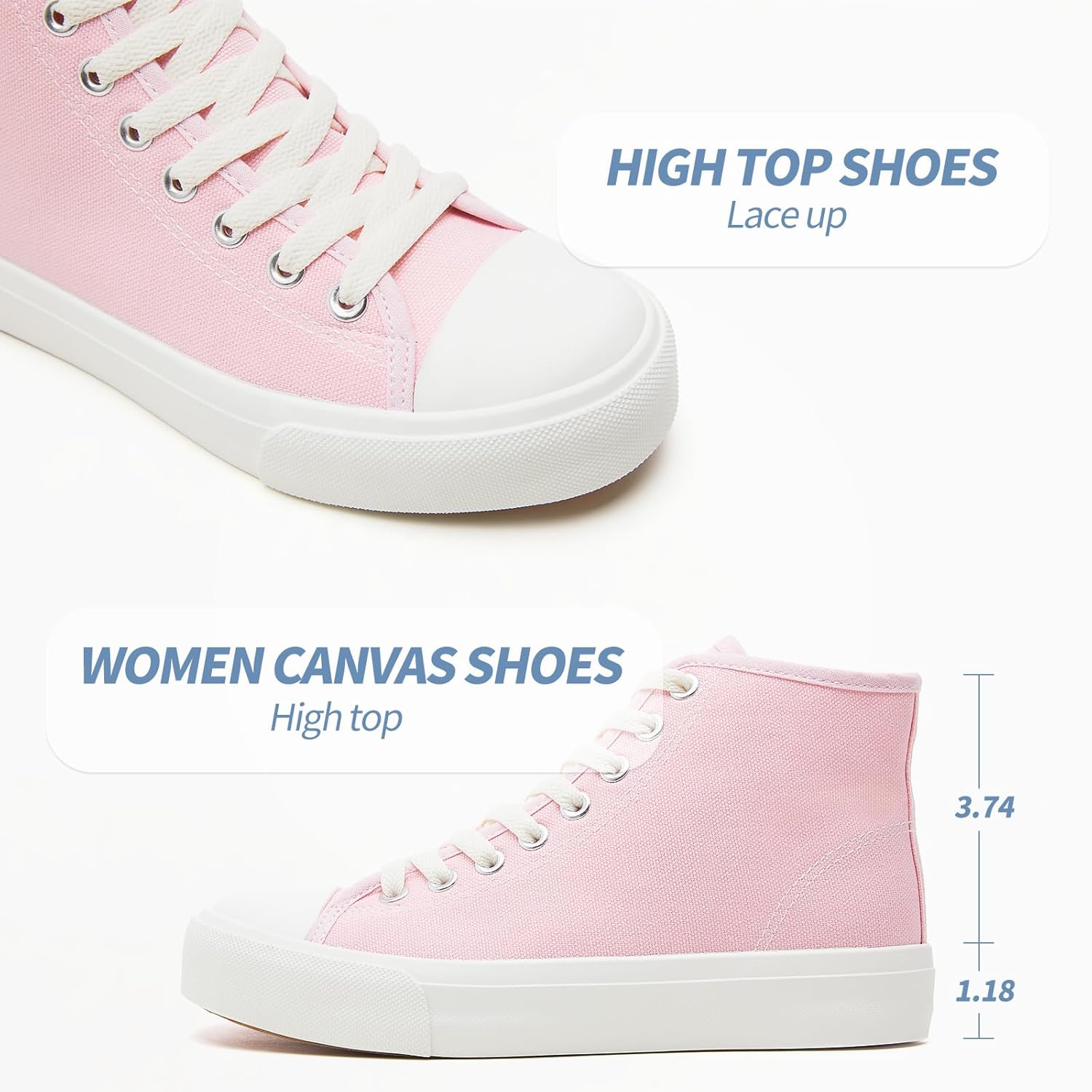 Uoidru High Top Sneakers for Women Canvas Shoes White Canvas High Tops Women Casual Shoes Lace Up Fashion Sneakers - Image 4